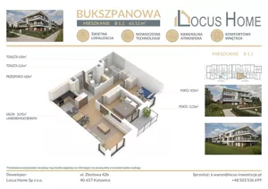 Mieszkanie trzypokojowe 65,00 m², Katowice, Piotrowice-Ochojec, Bukszpanowa, Sprzedaż