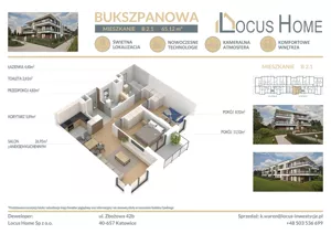 Mieszkanie trzypokojowe 65,00 m², Katowice, Piotrowice-Ochojec, Bukszpanowa, Sprzedaż