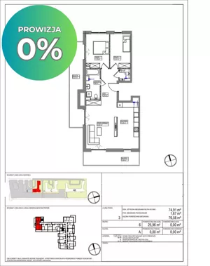 Mieszkanie trzypokojowe 74,91 m², Warszawa, gen. Ludomiła Rayskiego, Sprzedaż