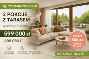 Mieszkanie trzypokojowe 57,39 m², Lesznowola, Jedności, Sprzedaż