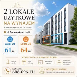 2 lokale użytkowe 61 i 64 m2 razem lub osobno ZDECYDUJ