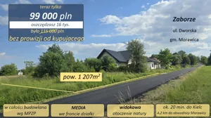 Działka budowlana z widokiem, Zaborze, gm. Morawica