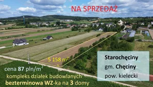 kompleks działek budowlanych, WZ na 3 domy- Starochęcin