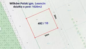 Działka 1 020,00 m², Wilków Polski, Leśna, Sprzedaż