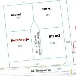 Działka 611,00 m², Ruda, Teresińska, Sprzedaż