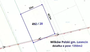 Działka 1 350,00 m², Wilków Polski, Sprzedaż