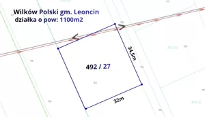Działka 1 100,00 m², Wilków Polski, Sprzedaż