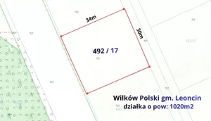 Działka 1 020,00 m², Wilków Polski, Sprzedaż