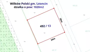Działka 1 020,00 m², Wilków Polski, Sprzedaż