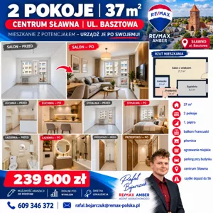Mieszkanie dwupokojowe 37,00 m², Sławno, Basztowa, Sprzedaż