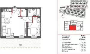 Mieszkanie dwupokojowe 47,34 m², Sobótka, Panoramy Ślężańskiej, Sprzedaż