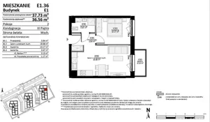 Mieszkanie dwupokojowe 36,56 m², Rokitki, Wiśniowa, Sprzedaż