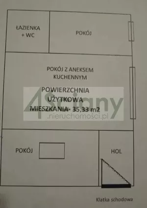 Mieszkanie dwupokojowe 35,50 m², Warszawa, Praga Południe, Szklanych Domów, Sprzedaż