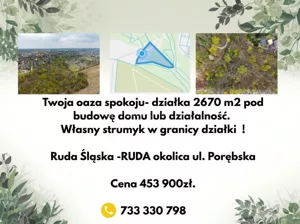 Działka 2 670,00 m², Ruda Śląska, Porębska, Sprzedaż