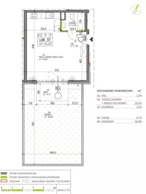 Mieszkanie jednopokojowe 35,43 m², Warszawa, Białołęka, Sprzedaż