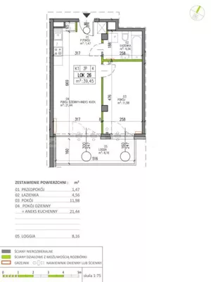 Mieszkanie dwupokojowe 39,45 m², Warszawa, Białołęka, Sprzedaż