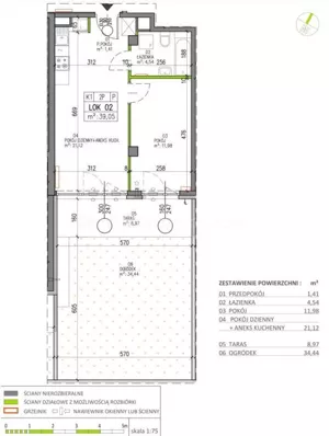 Mieszkanie dwupokojowe 39,05 m², Warszawa, Białołęka, Sprzedaż