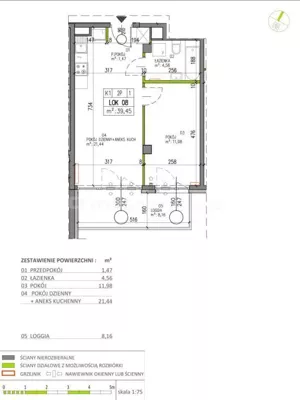 Mieszkanie dwupokojowe 39,45 m², Warszawa, Białołęka, Sprzedaż