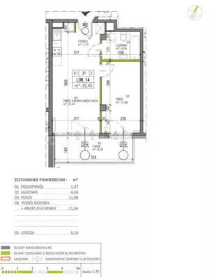 Mieszkanie dwupokojowe 39,45 m², Warszawa, Białołęka, Sprzedaż