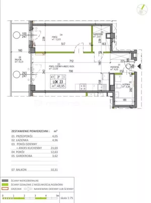 Mieszkanie dwupokojowe 48,95 m², Warszawa, Białołęka, Sprzedaż