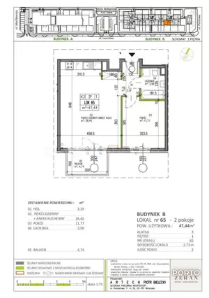 Mieszkanie dwupokojowe 47,44 m², Warszawa, Białołęka, Sprzedaż