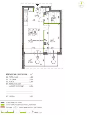 Mieszkanie dwupokojowe 37,97 m², Warszawa, Białołęka, Sprzedaż