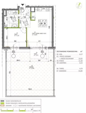 Mieszkanie dwupokojowe 47,17 m², Warszawa, Białołęka, Sprzedaż