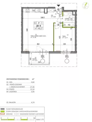 Mieszkanie dwupokojowe 48,27 m², Warszawa, Białołęka, Sprzedaż