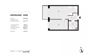 Mieszkanie dwupokojowe 44,57 m², Warszawa, Wesoła, Sprzedaż