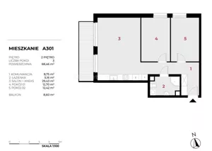 Mieszkanie trzypokojowe 68,46 m², Warszawa, Wesoła, Sprzedaż