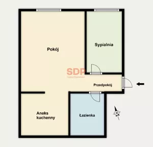 Mieszkanie dwupokojowe 37,20 m², Wrocław, Biskupin-Sępolno-Dąbie-Bartoszowice, Śródmieście, Kluczborska, Sprzedaż