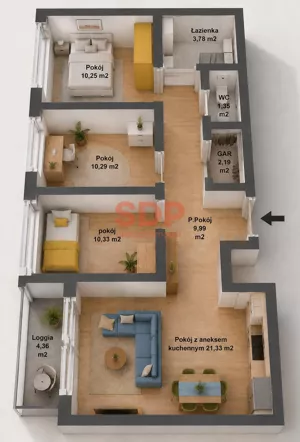 Mieszkanie czteropokojowe 69,51 m², Wrocław, Psie Pole-Zawidawie, Psie Pole, Lothara Herbsta, Sprzedaż