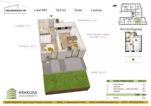 Mieszkanie dwupokojowe 39,00 m², Kraków, Podgórze Duchackie, Malborska, Sprzedaż