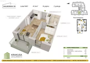 Mieszkanie dwupokojowe 41,40 m², Kraków, Podgórze Duchackie, Malborska, Sprzedaż