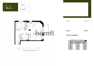 Mieszkanie trzypokojowe 48,61 m², Gdańsk, Młyniska, Twarda, Sprzedaż