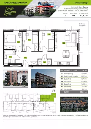 Mieszkanie czteropokojowe 67,90 m², Piła, Sprzedaż