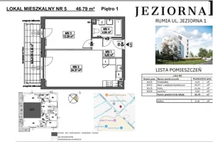 Mieszkanie dwupokojowe 46,79 m², Rumia, Jeziorna, Sprzedaż