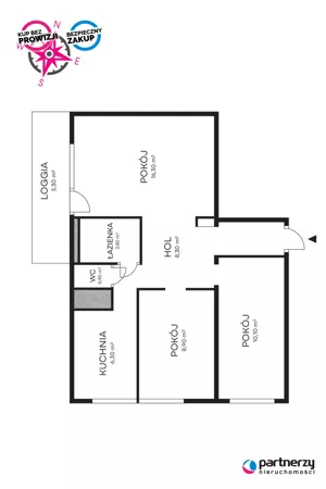 Mieszkanie trzypokojowe 53,70 m², Gdańsk, Wrzeszcz, Juliusza Słowackiego, Sprzedaż