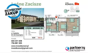 Mieszkanie trzypokojowe 54,61 m², Dzierżążno, Szpitalna, Sprzedaż