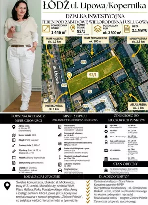 Działka 1 446,00 m², Łódź, Polesie, Lipowa, Sprzedaż