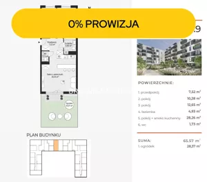 Mieszkanie trzypokojowe 65,49 m², Kraków, Podgórze, Rybitwy, Tadeusza Śliwiaka, Sprzedaż