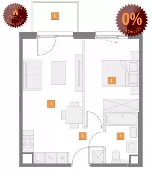Mieszkanie dwupokojowe 39,00 m², Warszawa, Mokotów, Polski Walczącej, Sprzedaż