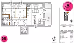 Mieszkanie trzypokojowe 55,42 m², Warszawa, Rembertów, Chełmżyńska, Sprzedaż