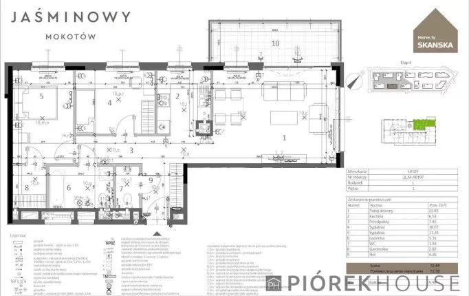 3 pokoje, apartament 71,89 m², piętro 1, oferta nr , 90729/6624/OMS, Warszawa, Mokotów, Mokotów, Dzikich Jabłoni