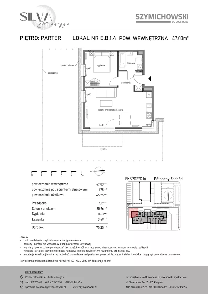 2 pokoje, mieszkanie 47,03 m², parter, oferta nr E.B.1.4, Silva Straszyn - bud E,F, Straszyn, ul. Boczna/Starogardzka