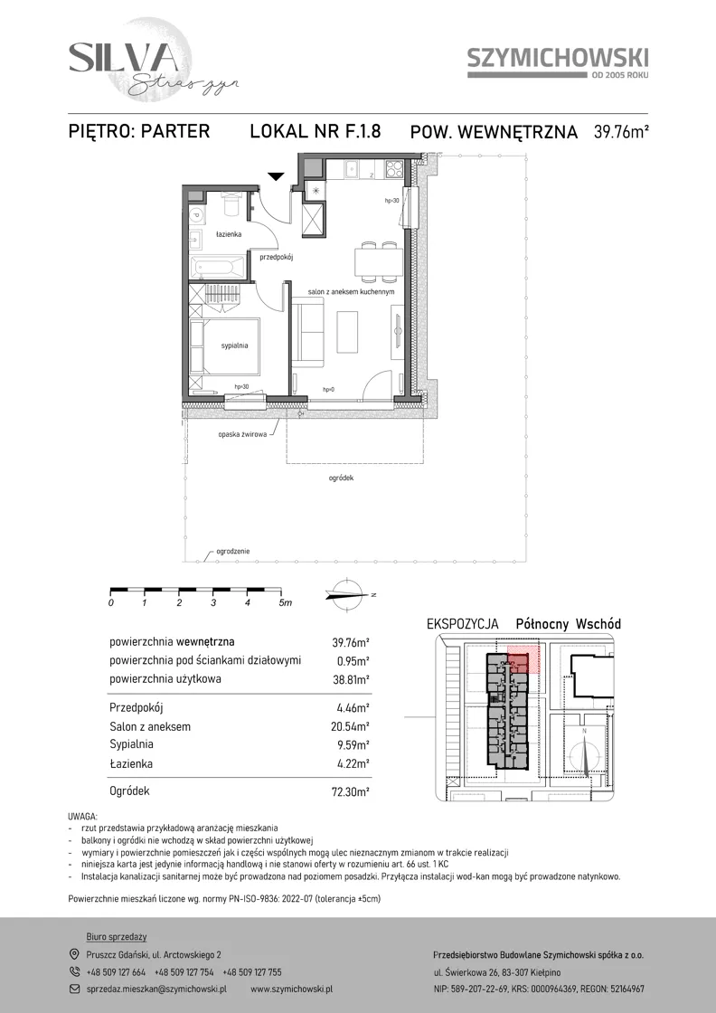2 pokoje, mieszkanie 39,76 m², parter, oferta nr F.1.8, Silva Straszyn - bud E,F, Straszyn, ul. Boczna/Starogardzka
