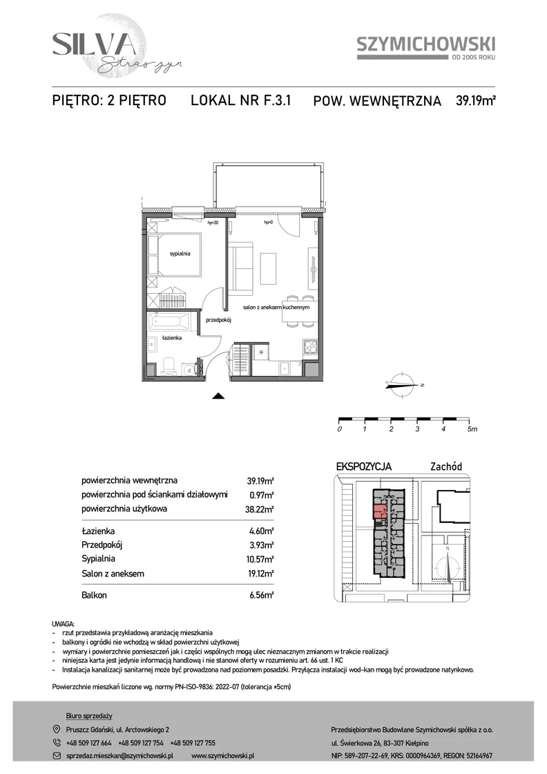 2 pokoje, mieszkanie 39,19 m², piętro 2, oferta nr F.3.1, Silva Straszyn - bud E,F, Straszyn, ul. Boczna/Starogardzka