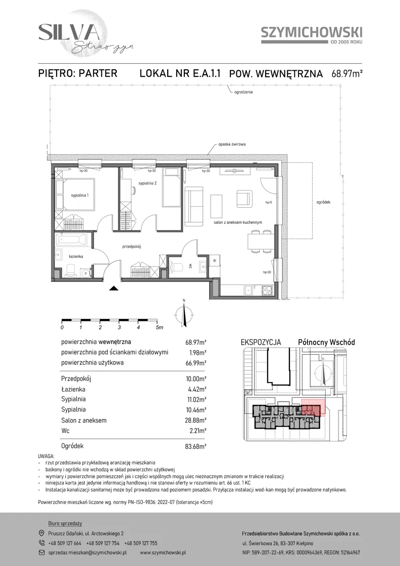 3 pokoje, mieszkanie 68,97 m², parter, oferta nr E.A.1.1, Silva Straszyn - bud E,F, Straszyn, ul. Boczna/Starogardzka