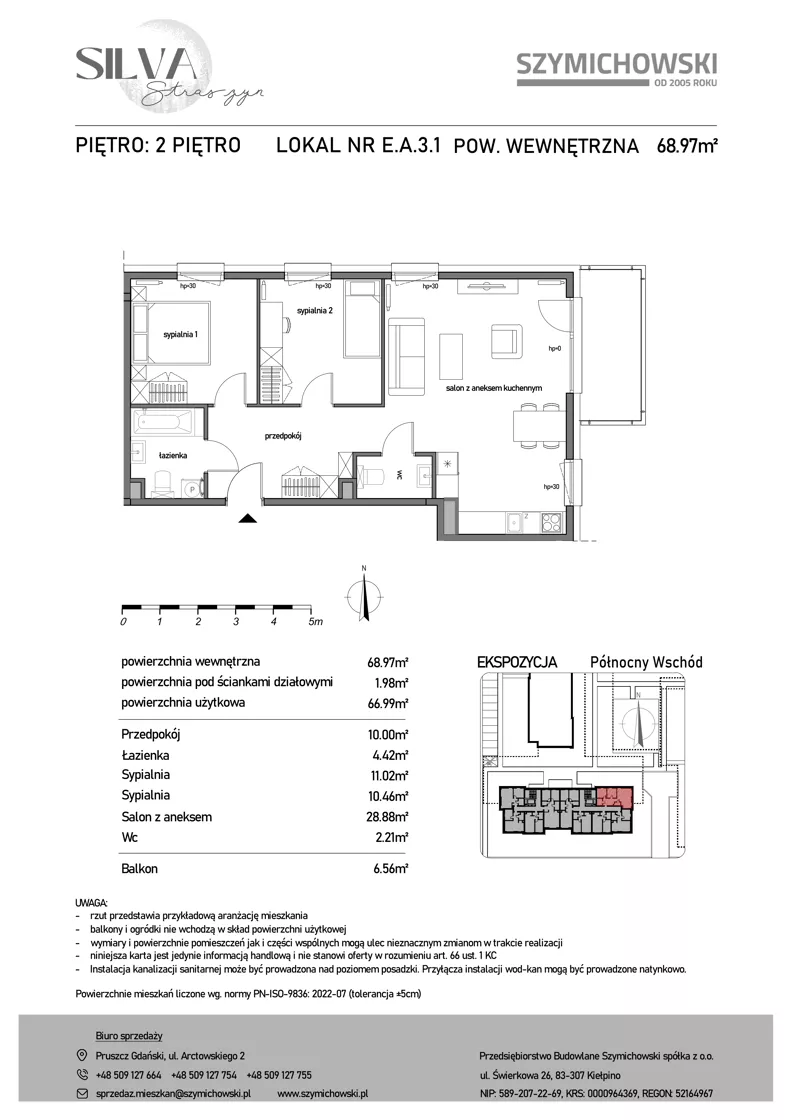 3 pokoje, mieszkanie 68,97 m², piętro 2, oferta nr E.A.3.1, Silva Straszyn - bud E,F, Straszyn, ul. Boczna/Starogardzka