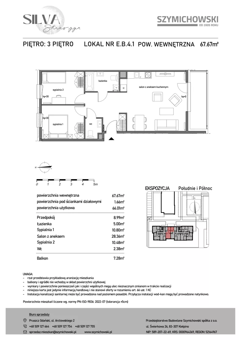 3 pokoje, mieszkanie 67,67 m², piętro 3, oferta nr E.B.4.1, Silva Straszyn - bud E,F, Straszyn, ul. Boczna/Starogardzka